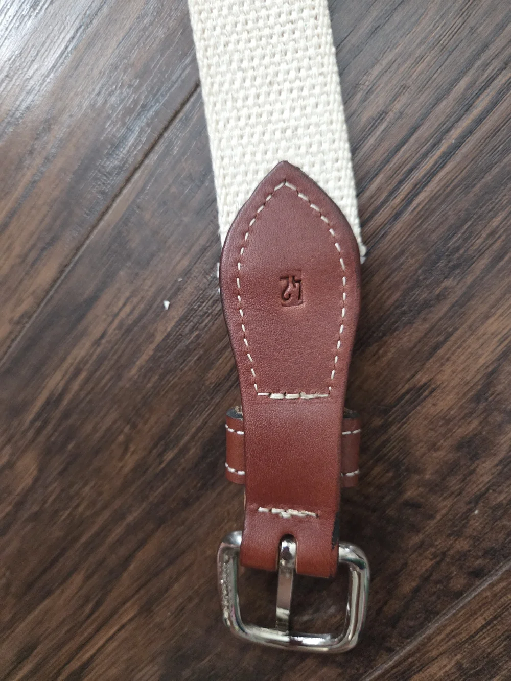 Moon Shine Green Stripe Canvas Leather-Trim Men's Belt